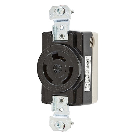 Locking Receptacle, Non-NEMA, 20 A, 125/250V AC, Single Phase, 3 Pole, Flush Mount, Screw Terminals