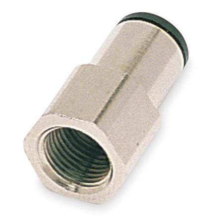Push-Fit Adapter Fitting, 1/4 in Tube Size, Brass, Silver, 10 PK