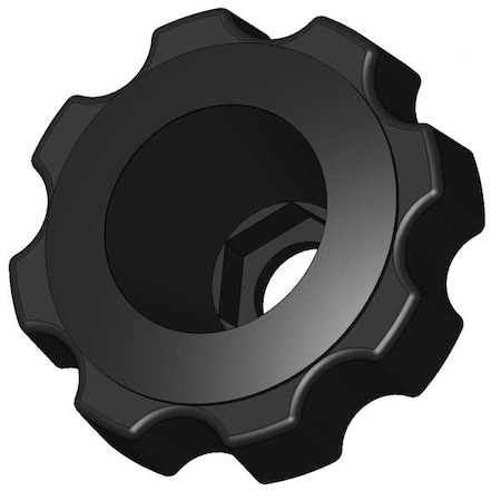 Snap Lock Fluted Knob, M6 Thread Size, 2-3/8" Dia.