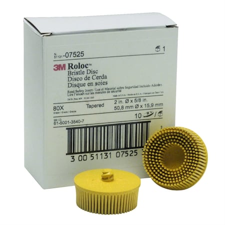 Scotch-Brite Roloc Bristle Discs 80 Grit Medium Yellow,2"