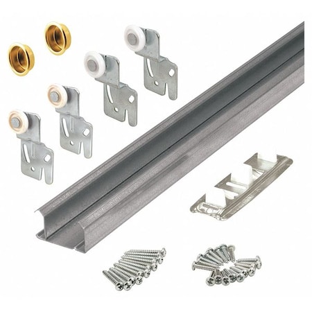 Bypass Closet Track Kit, 72 in., 2-Door Hardware, Brass-Plated Pulls (1 Kit)