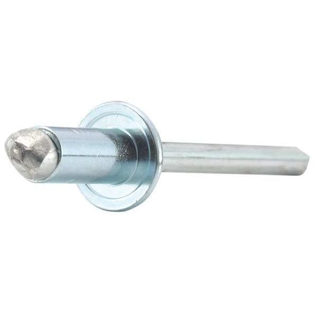 Blind Rivet, Flanged Head, 3/16 in Dia., 27/64 in L, Stainless Steel Body, 100 PK