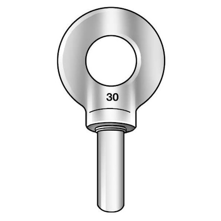 Eye Bolt With Shoulder, Unthreaded, 2 in Shank, 1-1/2 in ID, Steel, Plain