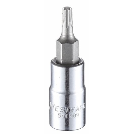 1/4" Dr., 1-1/2" L Torx Socket Bit, T15 Tip, Socket Bit, Steel, 1/4 in, TpSz T15