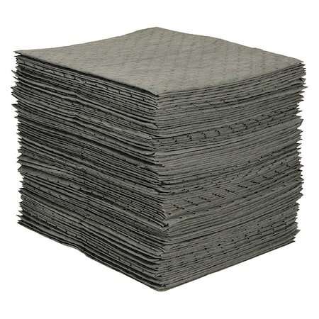 Sorbent Pad, 20 gal, 15 in x 19 in, Universal, Gray, Polypropylene