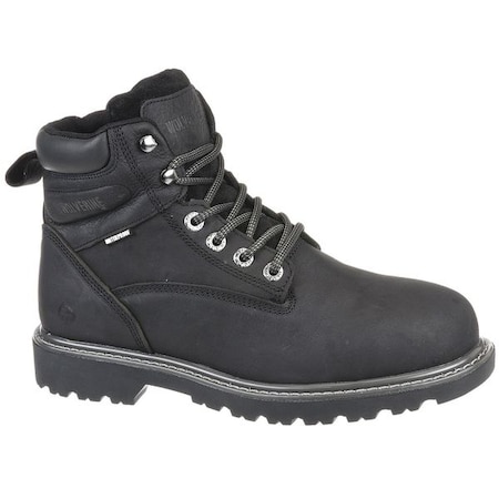 Men's 6-Inch Work Boot, 10 1/2 M, Steel Toe, 6 in H, Black, W10694