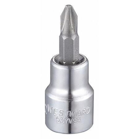 3/8 in Drive Phillips Socket Bit Metric No. 2 Tip, 1 13/16 in L