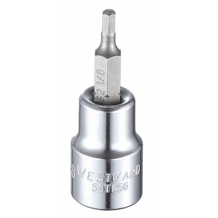 3/8 in Drive Hex Socket Bit SAE 1/8 in Tip, 1 3/4 in L