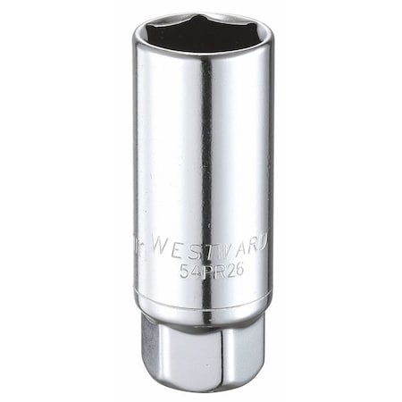 WESTWARD 3/8 in Drive, Metric Socket, 6 Points, Spark Plug 21 mm, Steel