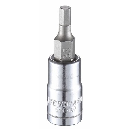 1/4 in Drive Hex Socket Bit Metric 3.5 mm Tip, 1 1/2 in L