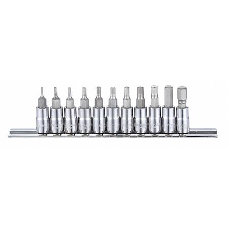 1/4" Drive Socket Bit Set, SAE, 11 pcs
