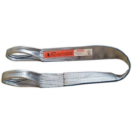 Web Sling, Type 3, 8 ft L, 1 in W, Polyester, Gray
