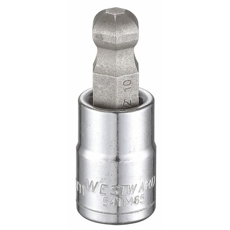 3/8 in Drive Ball Hex Socket Bit Metric 10 mm Tip, 1 13/16 in L