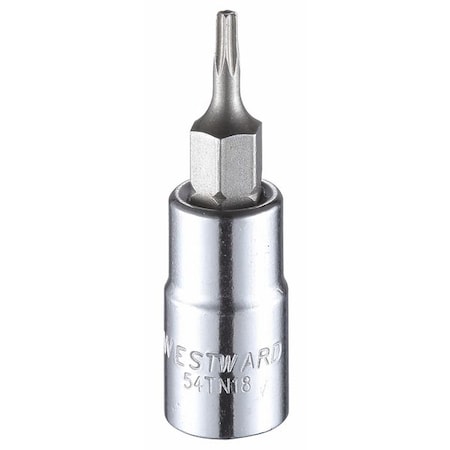 1/4 in Drive Tamper Resistant Torx(R) Socket Bit SAE T8 Tip, 1 1/2 in L