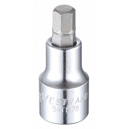 1/2 in Drive Hex Socket Bit SAE 3/8 in Tip, 2 1/4 in L