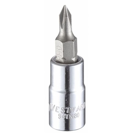 1/4 in Drive Phillips Socket Bit SAE No. 0 Tip, 1 1/2 in L