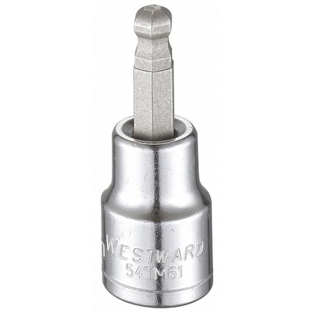 3/8 in Drive Ball Hex Socket Bit Metric 6 mm Tip, 1 13/16 in L