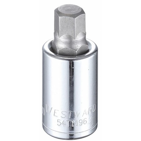 1/2 in Drive Hex Socket Bit Metric 12 mm Tip, 2 1/4 in L