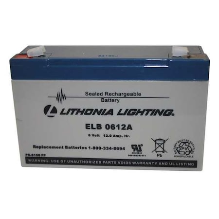 Battery,Lead Calcium,6V,12A/HR.