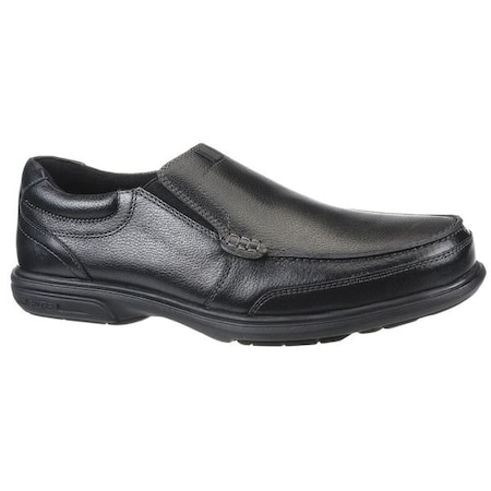 Men's Loafer Shoe, Steel Toe, Leather Upper, Rubber Outsole, Slip On, Black, 9 1/2 D