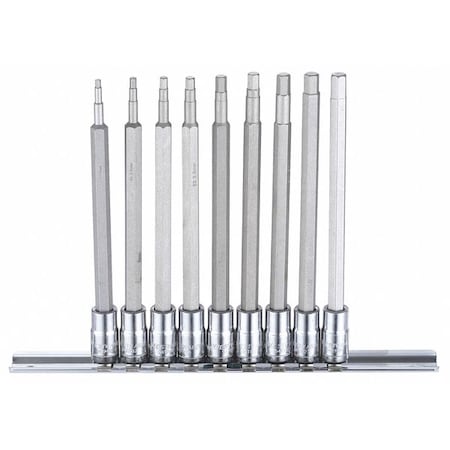 1/4" Drive Socket Bit Set, Metric, 9 pcs