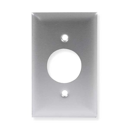 Single Receptacle Wall Plates, Number of Gangs: 1 Aluminum, Brushed Finish, Silver