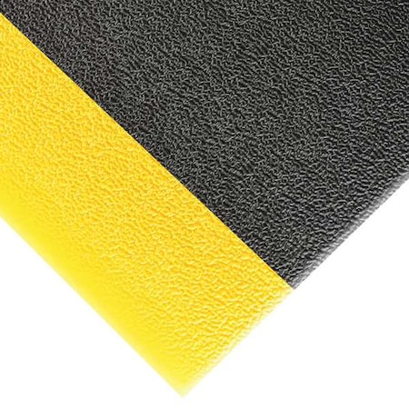 Antifatigue Mat, 60 ft. L x 3 ft. W, 3/8" Thickness, Closed Cell PVC Foam, Pebble, Black/Yellow
