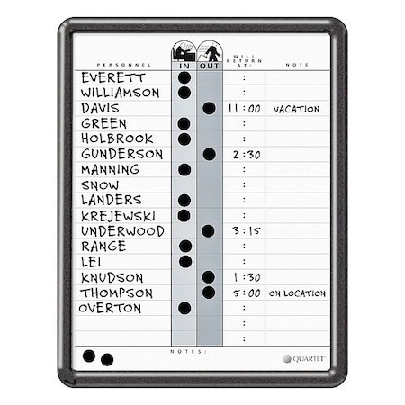 In/Out Board, Porcelain, 14 in, 11 in, Plastic Frame, White/Gray, Gloss