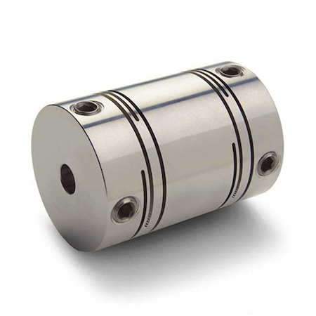 Slit Coupling, Set Screw, Long, Bores 0.250"x5mm, OD 0.630", Aluminum
