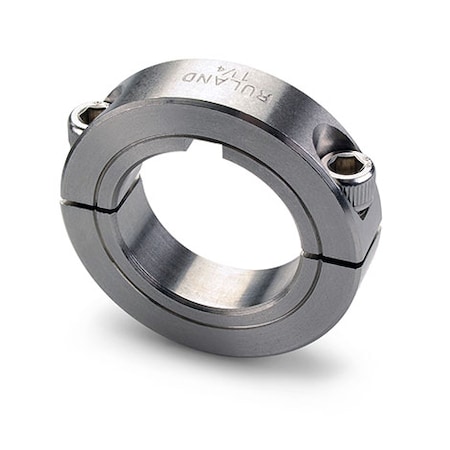 Keyed Shaft Collar, 2pc Clamp, Bore 2.1250", Stainless, W 0.750"