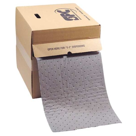 Sorbent Roll, 23 gal, 15 in x 150 ft, Universal, Gray, Polypropylene