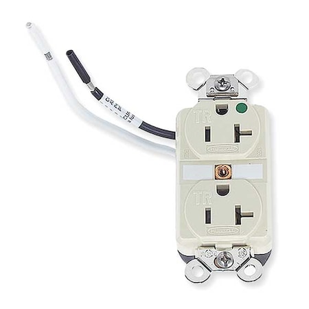 Duplex Straight Blade Receptacle, 5-20R, 20 A, 125V AC, 2 Pole, 3 Wire, Flush Mount, Grounded