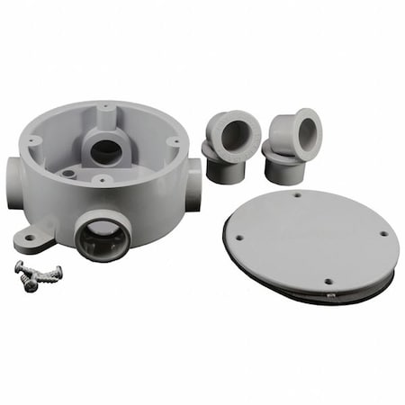 Weatherproof Junction Box, 15.8 cu in, Junction Box Type, 1 Gang, PVC, Round Shape