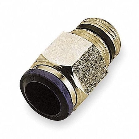 Push-Fit Adapter Fitting, Push-to-Connect x MNPT, 3/8 in Tube OD, 1/4 in Pipe Size, Metal, 10 PK