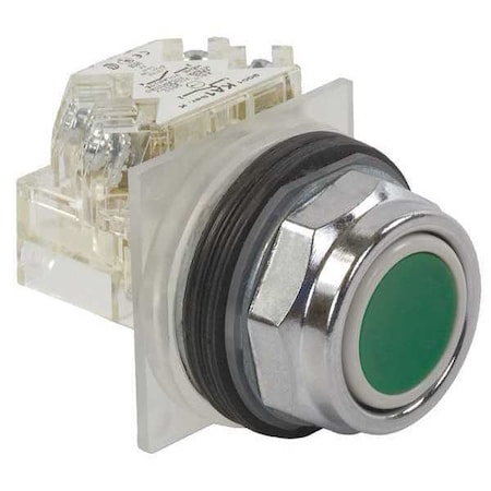 Push Button Operator, Flush, Momentary Action, Not Applicable Release, Non-Illuminated, Green