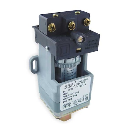 Pressure Switch, Standard, SPDT, 1 Ports, 1/4-18" FNPT, 5 to 250 psi Range