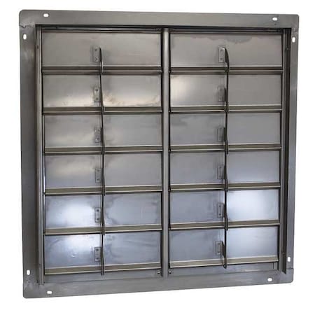 36 in 39"H-W 5 1/4"L SS Backdraft Dampr, 36-1/2 in x 36-1/2 in, Stainless Steel