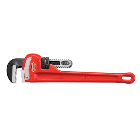 14" Heavy-Duty Straight Pipe Wrench, 2" Pipe Capacity, Red