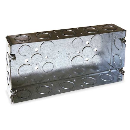 Electrical Box, 60 cu in, Gang Box Type, 3 Gangs, Galvanized Steel, Rectangular Shape