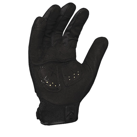 Tactical Glove, Synthetic Suede Palm, 10-1/4" Length, Hook-and-Loop Cuff, Full Finger, Black