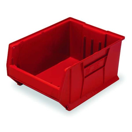 Storage Bin, Polypropylene/Polyethylene, Red, 12 in H, 18 1/4 in W, 23 7/8 in L