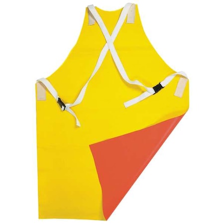 Apron, Rubber, 19 oz, 42 in Length, Orange/Yellow, Universal