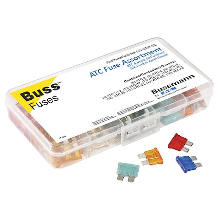 Automotive Fuse Kit, ATC Series, 100 Fuses Included, 3 to 40A, Not Rated