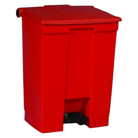 Step-On Containers 18 gal Rectangular Step-On Can, Red, Foot Pedal, Plastic, 16 1/8 in