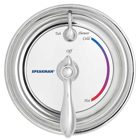 Wall Shower Valve and Trim, 1, Polished Chrome