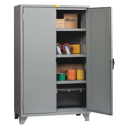 Shelving Storage Cabinet, 78 in H, 60 in W, 30 in D, Swing, Keyed, Gray, 3 Shelves, 0 Drawers