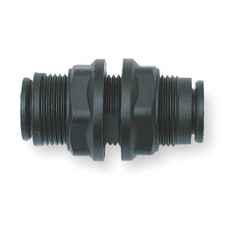 Push-Fit Union Fitting, 3/8 in Tube Size, Fiberglass-Reinforced Nylon, Black, 10 PK
