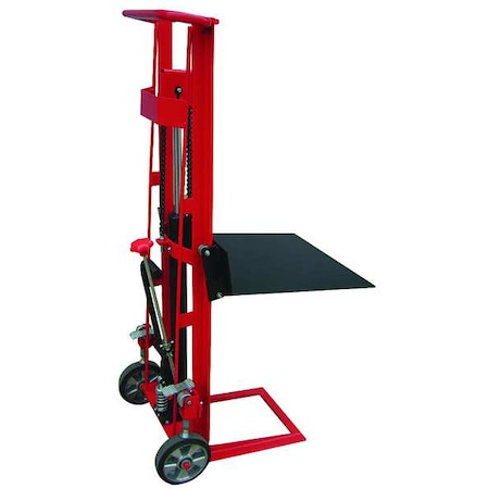 Manual Platform Lift Truck/Stackers, Manual, 750 lb Load Capacity, Foot Pump Lift Control
