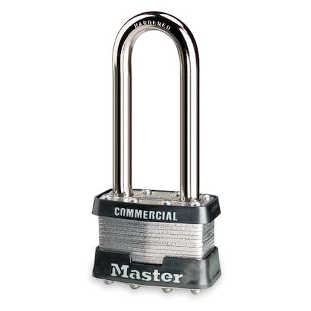 Padlock, Keyed Different, Long Shackle, Rectangular Steel Body, Steel Shackle, 3/4 in W