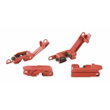 Circuit Breaker Lockout Combo Pack, Clamp-On, For 120/277V AC Volt, Steel, Red
